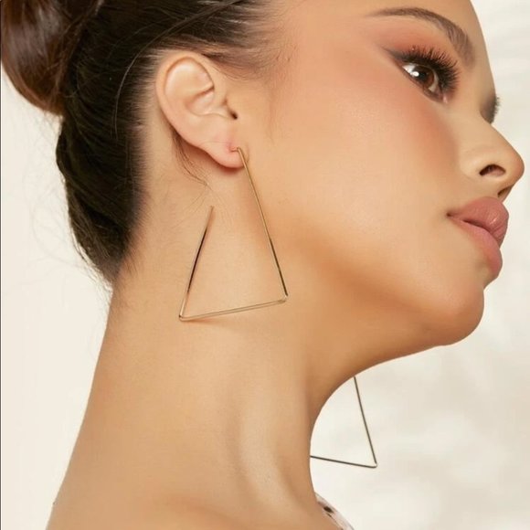 Geometric Open Gold Tone Earrings - Picture 1 of 3